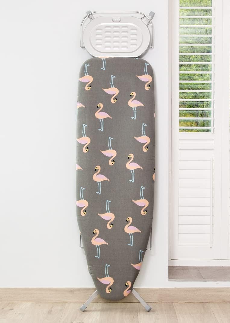 Addis Large Perfect Fit Replacement Ironing Board Cover in Flamingo Print, Pink Silver