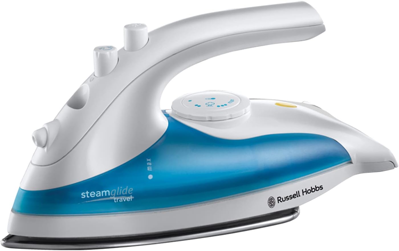 Russell Hobbs Dual Voltage Steam Glide Travel Iron, 80ml Water Tank, Stainless Steel Soleplate, Water Spray, Variable Temp & Steam, 1.5m cord, 830W, 22470