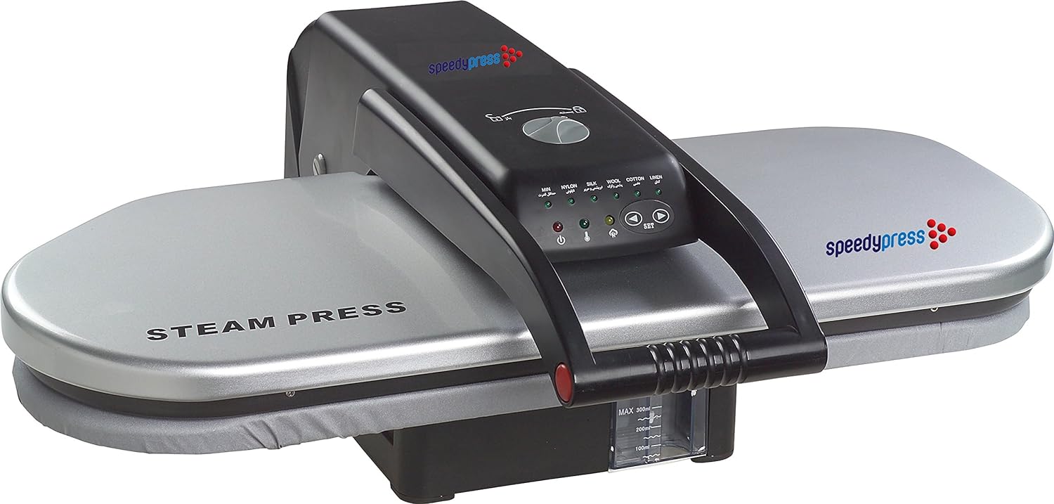 Speedypress PSP202S Silver Steam Ironing Press Mega Iron Press, 64cm x 27cm; 1,400watt (+ FREE Replacement Cover & Foam Underfelt - RRP £39.00