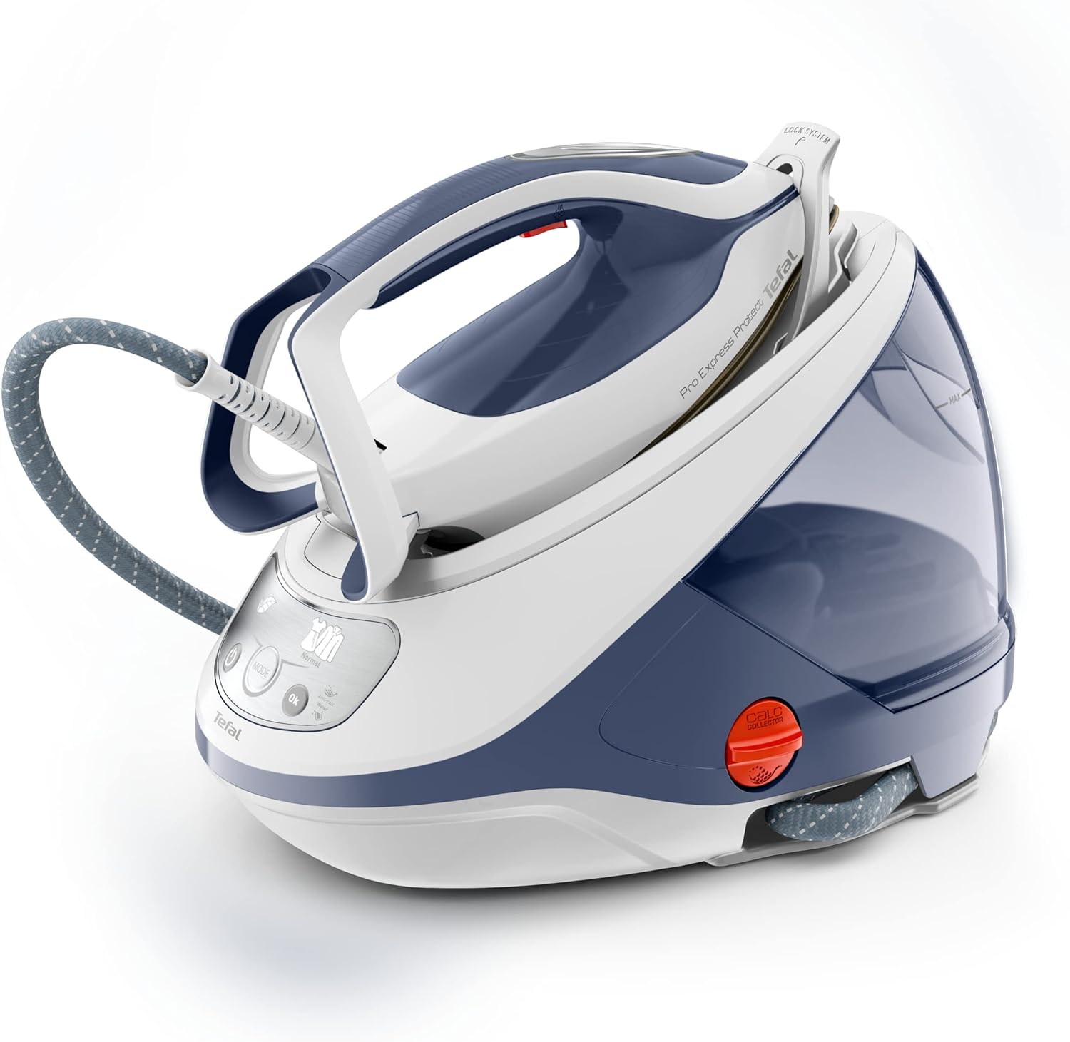 Tefal ProExpress Protect Steam Generator Iron, 7.5-Bar High Pressure, 560g/min Steam Boost, 135g/min Steam Output, No-Setting Technology, Anti-Drip Protection, Excellent Soleplate, Blue & White,GV9224